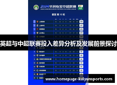 英超与中超联赛投入差异分析及发展前景探讨